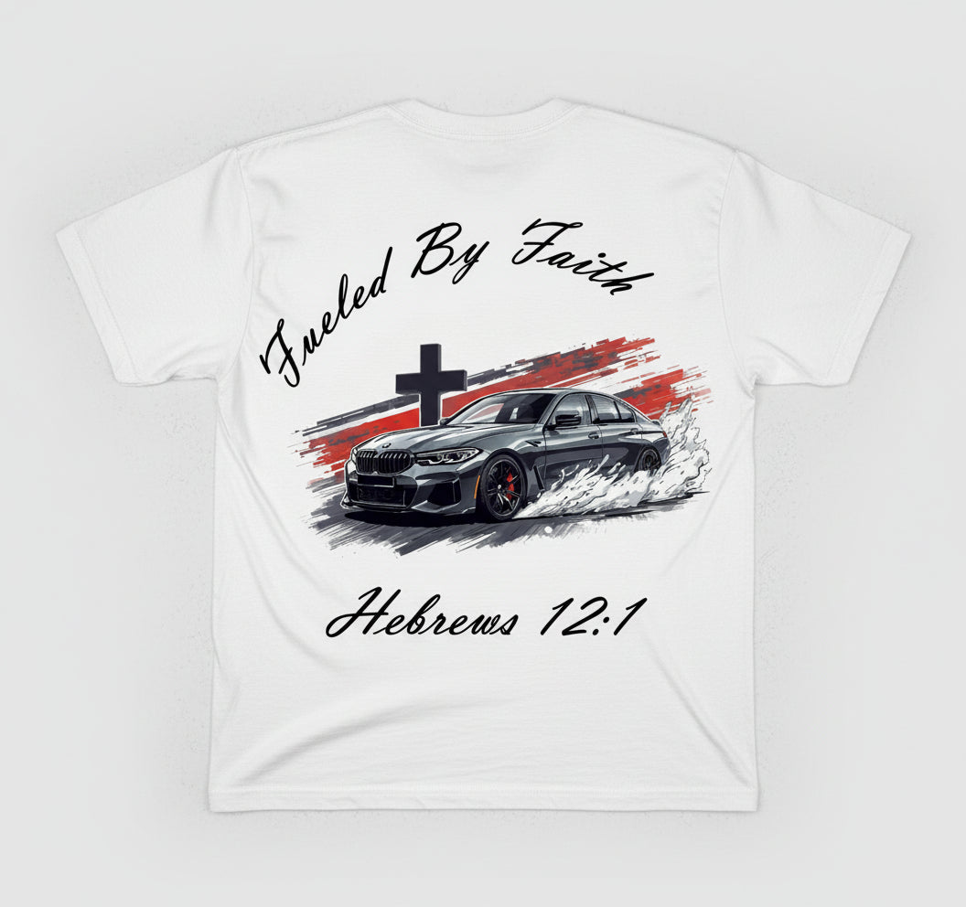 Fueled By Faith - Hebrews 12:1 -  Men's T-shirt