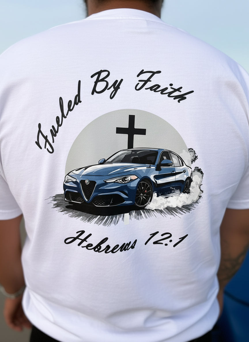 Fueled By Faith - Hebrews 12:1 -  Men's T-shirt